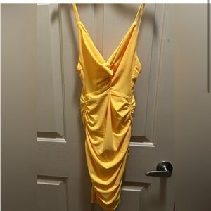 Nordstrom Gold Ruched Bodycon Dress Spaghetti Strap